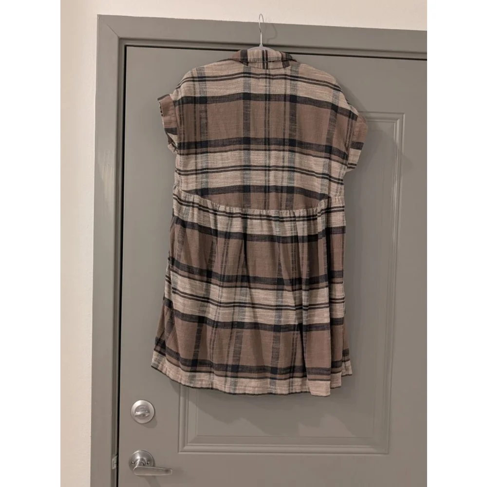 Women's UpWest Plaid Mini Dress XS Brown & Black - Picture 5 of 7